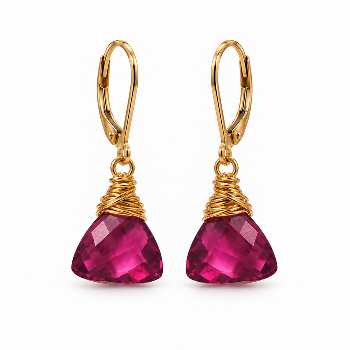 Ruby Hydro Quartz Gold-Filled Earrings