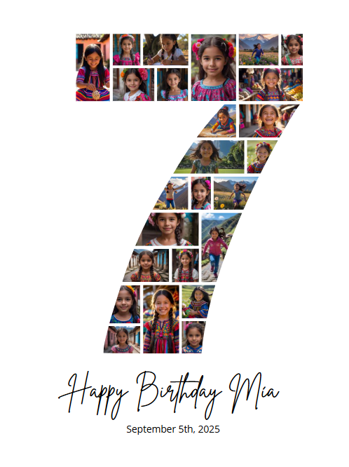 7th Birthday Photo Collage Canva Template – Editable Milestone Poster