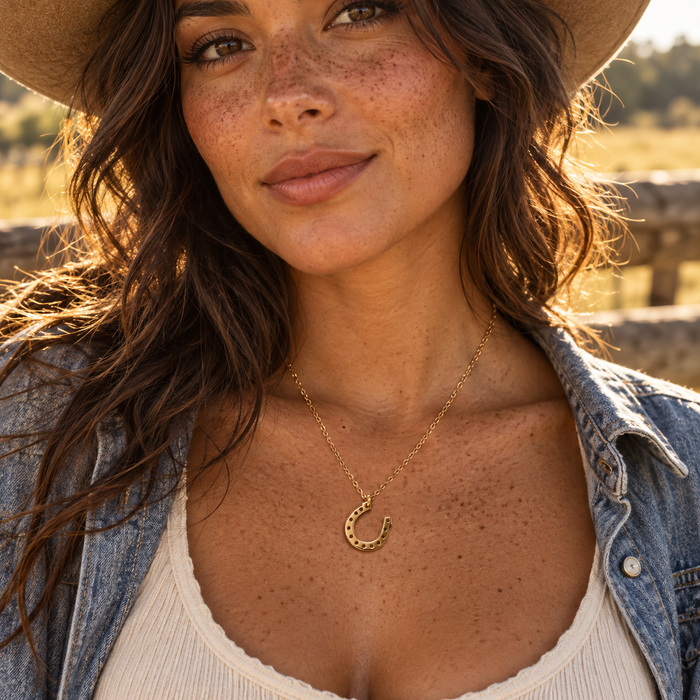 Bronze Horseshoe Necklace