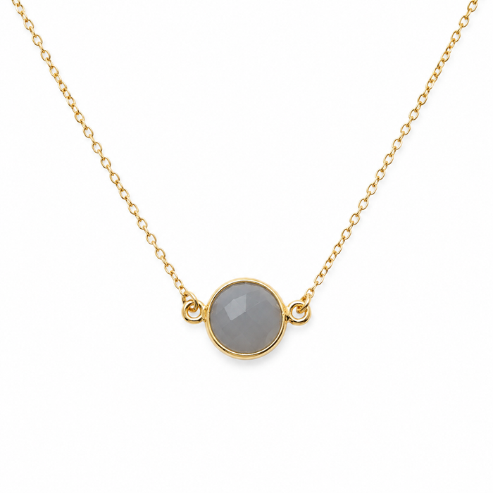 Gray Chalcedony Gold Filled Necklace