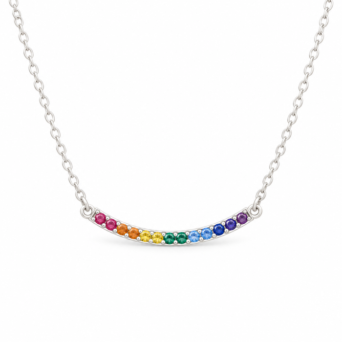 Rainbow Curved Bar Necklace
