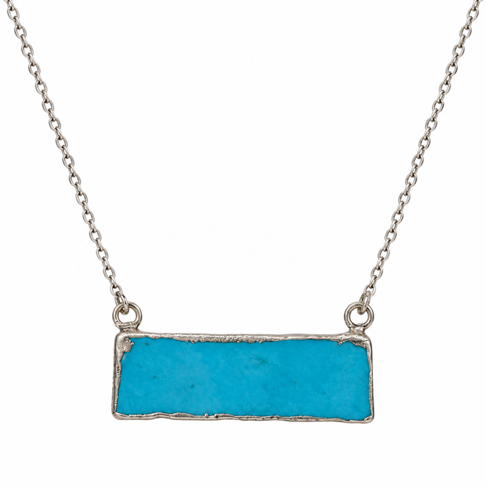 Turquoise Bar Necklace – Sterling Silver