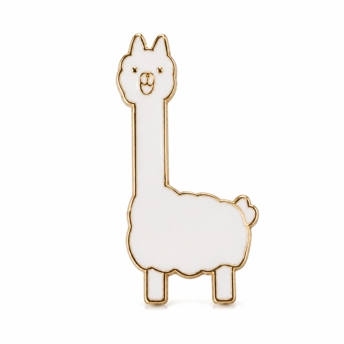 White Llama Enamel Pin