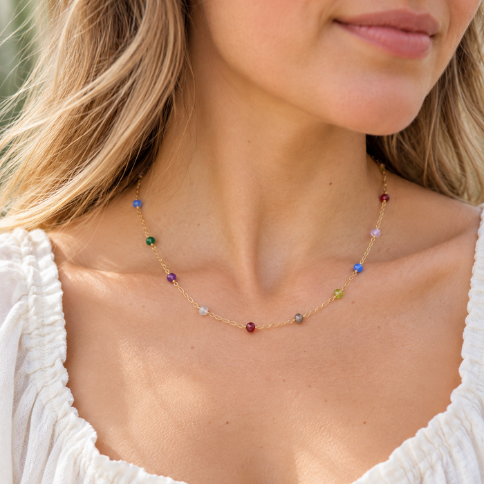 Multi Gemstone Necklace – 14k Gold Filled