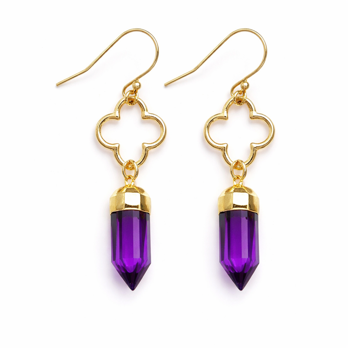 Amethyst Dagger Gold Filled Earrings