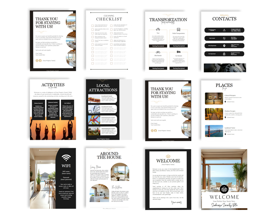 Editable Airbnb Welcome Booklet Template – 40 Pages of Customizable Guest Essentials