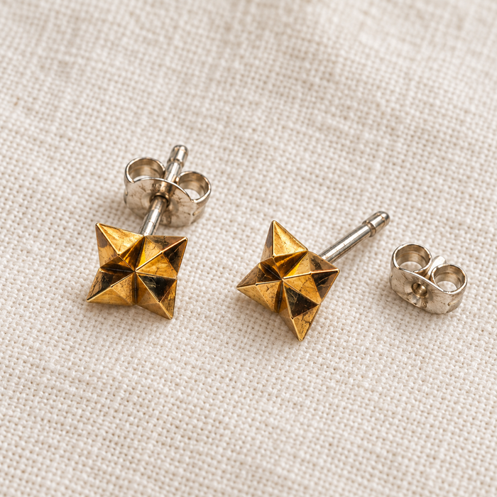Gold-Filled Pyramid Spike Stud Earrings