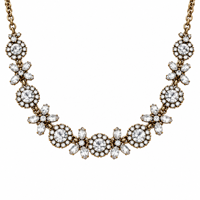 Marie Crystal Statement Necklace – Antique Gold