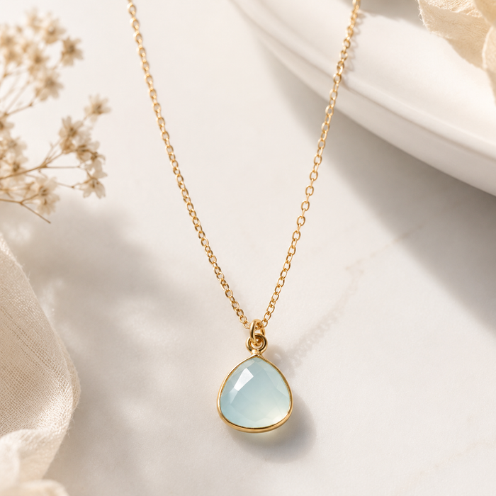 Blue Chalcedony Drop Necklace