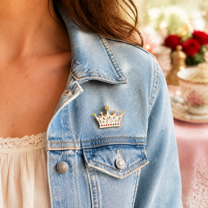 Wonderland White Crown Enamel Pin
