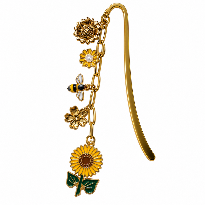 Sunflower & Bee Charm Bookmark