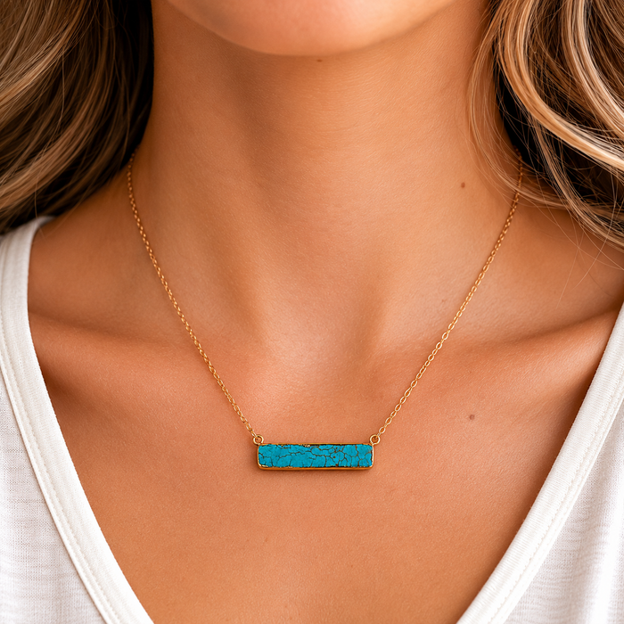 Turquoise Bar Necklace | 14k Gold Filled