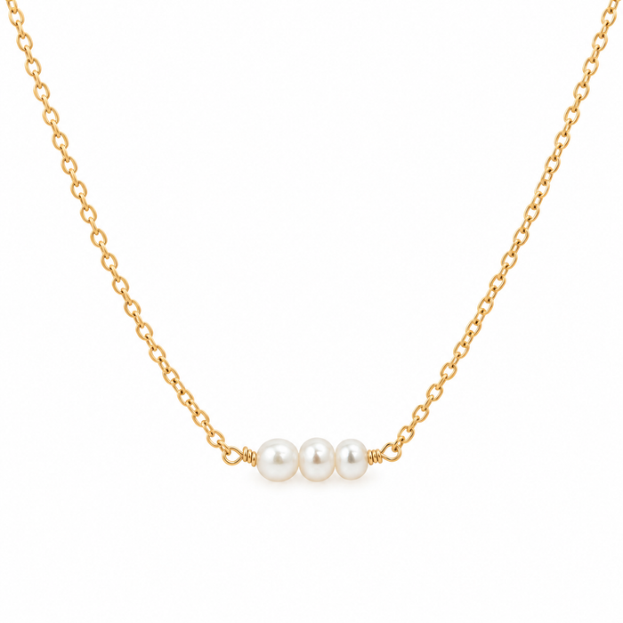 Tiny Trio Freshwater Pearl Necklace – Sterling Silver or 14k Gold Filled