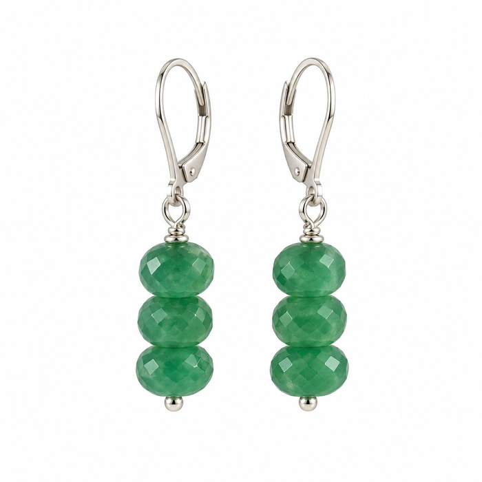 Green Jade Trio Drop Earrings – Sterling Silver