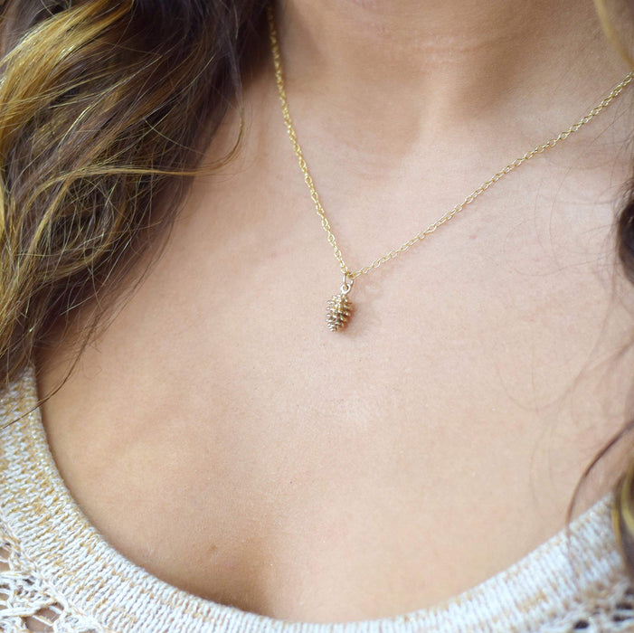 Gold Pinecone Charm 14k Gold Filled Necklace