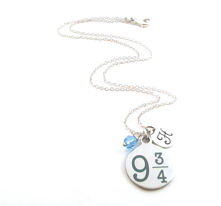 Wizard-Inspired 9¾ Necklace – Personalized with Initial & Birthstone