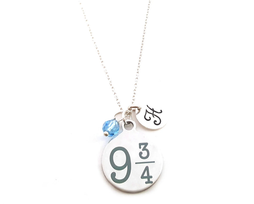 Wizard-Inspired 9¾ Necklace – Personalized with Initial & Birthstone