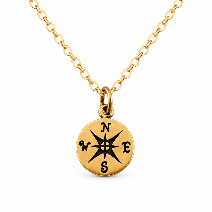 Bronze Compass Necklace – Gold Filled Chain