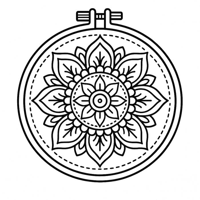 Stitch & Color: Embroidery Hoop Coloring Book – 104 Unique Designs | Instant Download PDF