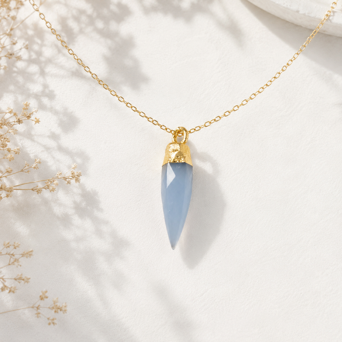 OOAK Blue Chalcedony Dagger Necklace