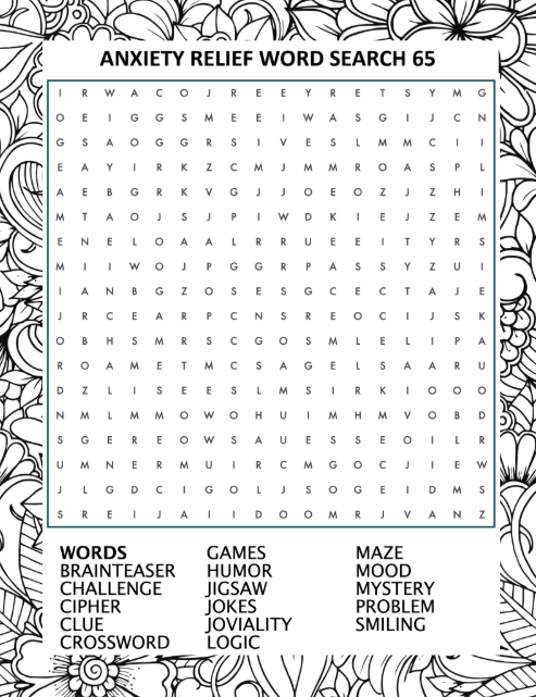 Anxiety Relief Word Search for Adults – Large Print & 1200 Words