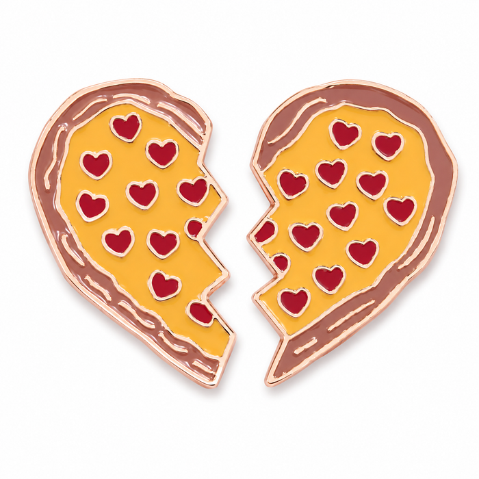 Pizza Heart Best Friend Enamel Pin Set