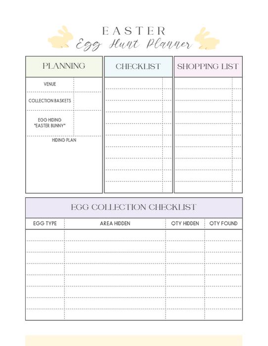 Printable Easter Planner – 40-Page Canva Template for Meals, Baskets, Egg Hunts & More