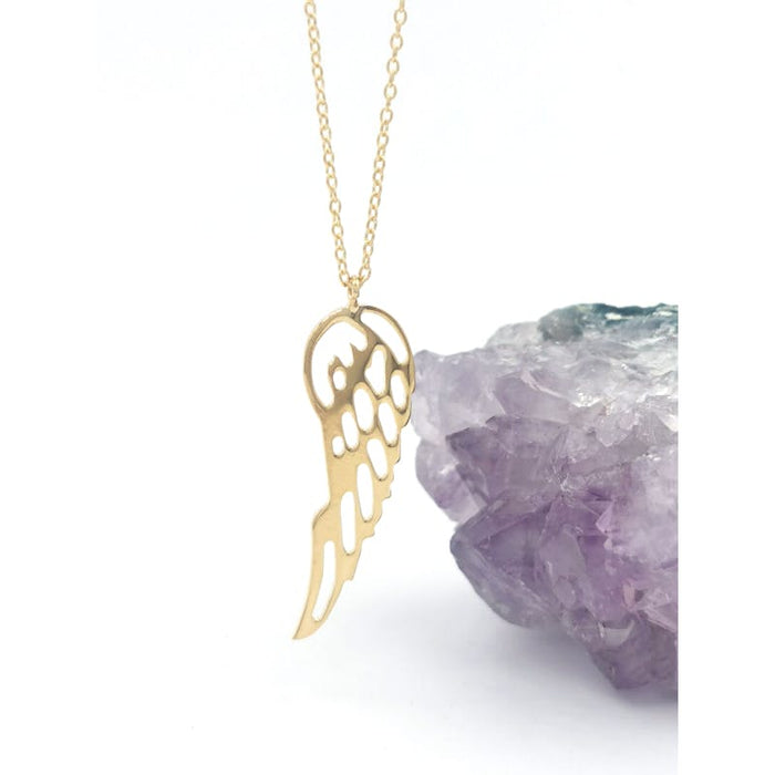 Large Gold Angel Wing Necklace – 18" Gold Filled Chain