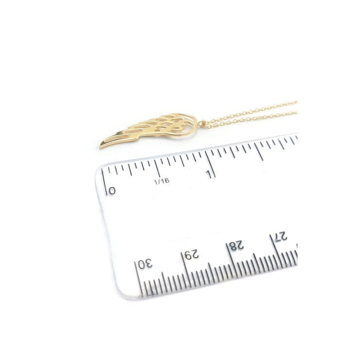 Large Gold Angel Wing Necklace – 18" Gold Filled Chain