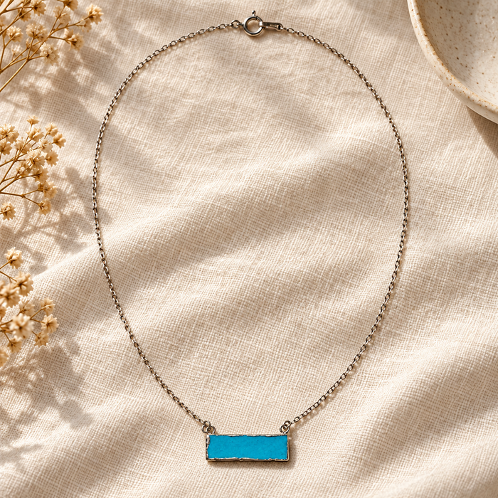 Turquoise Bar Necklace – Sterling Silver