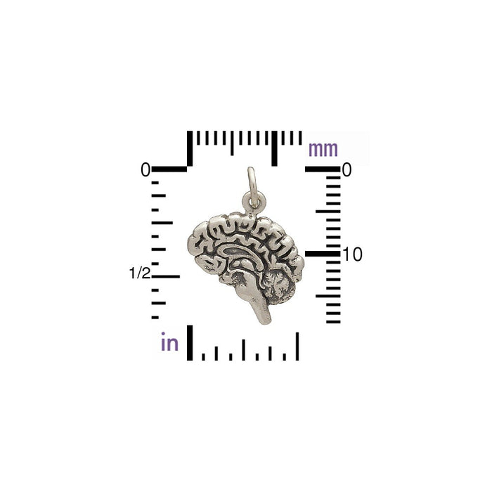 Sterling Silver Brain Charm 19x14mm