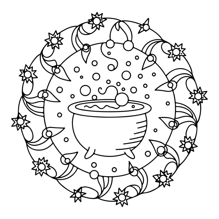 Spooky Mandalas: Bold and Easy Coloring Book - Instant Download