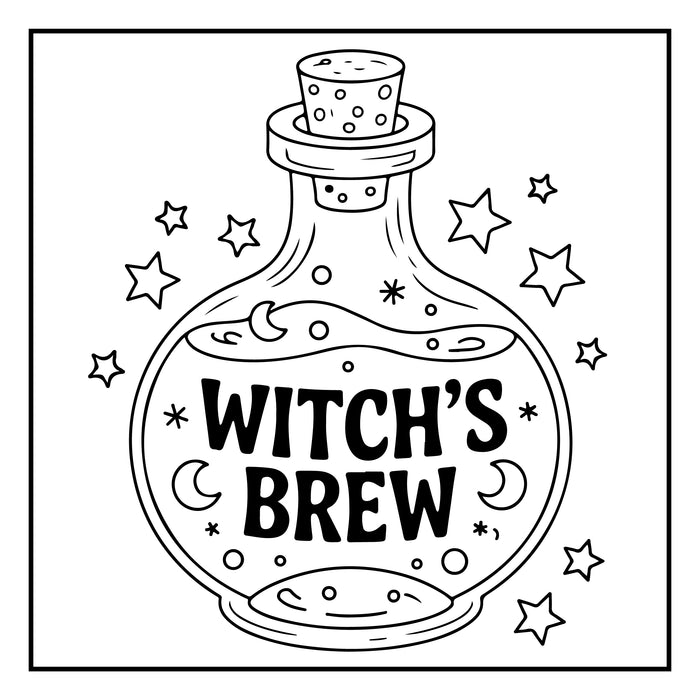 Witchy Vibes: Bold & Easy Coloring Book - Instant Download