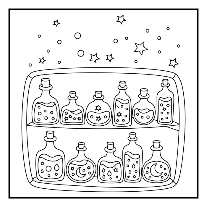 Witchy Vibes: Bold & Easy Coloring Book - Instant Download