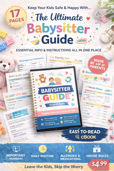 Babysitter Binder | 17-Page Editable Canva Template