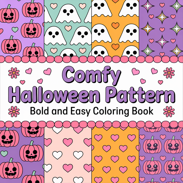 Comfy Halloween Pattern Coloring Book – Bold & Easy Designs (110 Pages, Instant Download PDF)