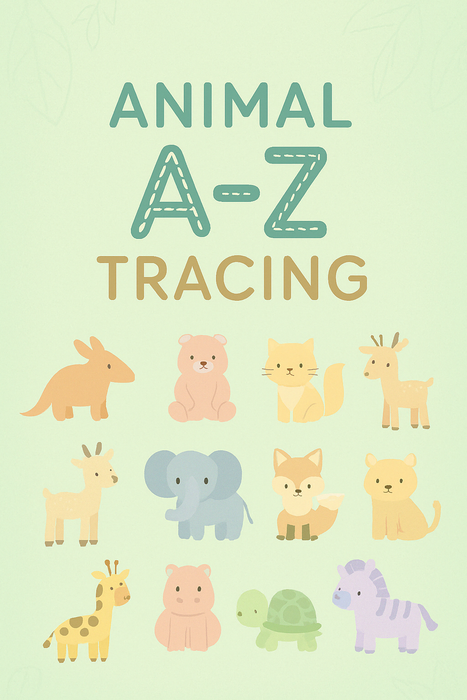 Animal A-Z Tracing Workbook Canva Template