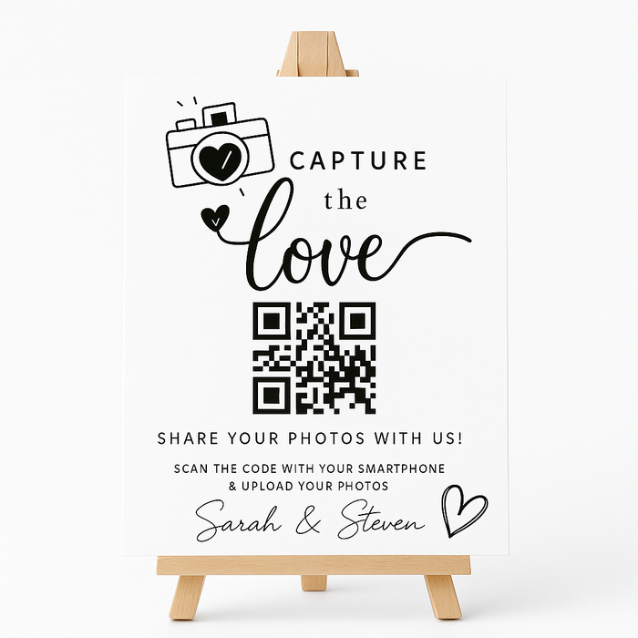 Capture the Love – Editable QR Code Wedding Sign Template (Canva) | Instant Download