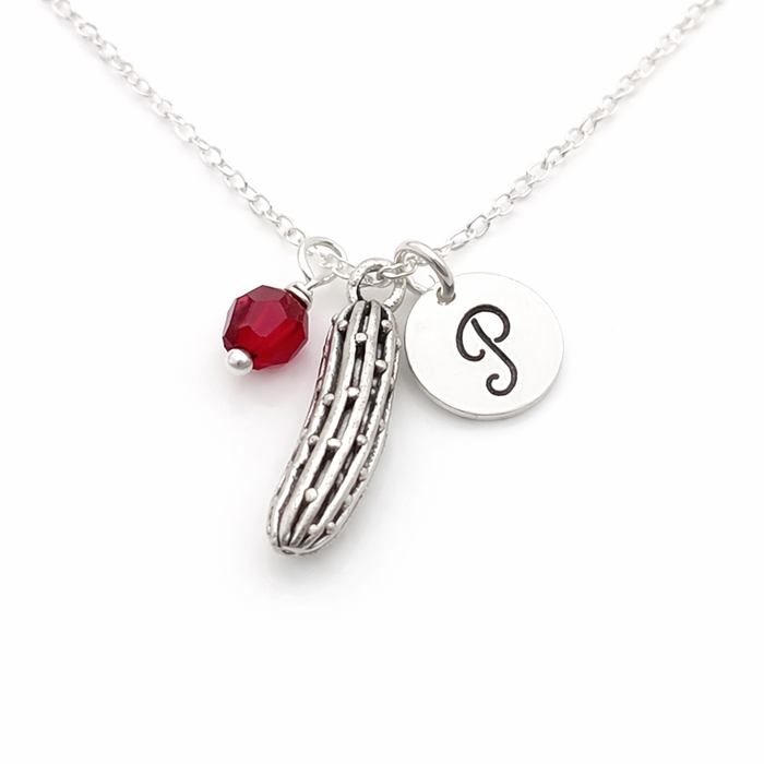 Pickle Charm Necklace – Personalized Initial Sterling Silver Jewelry