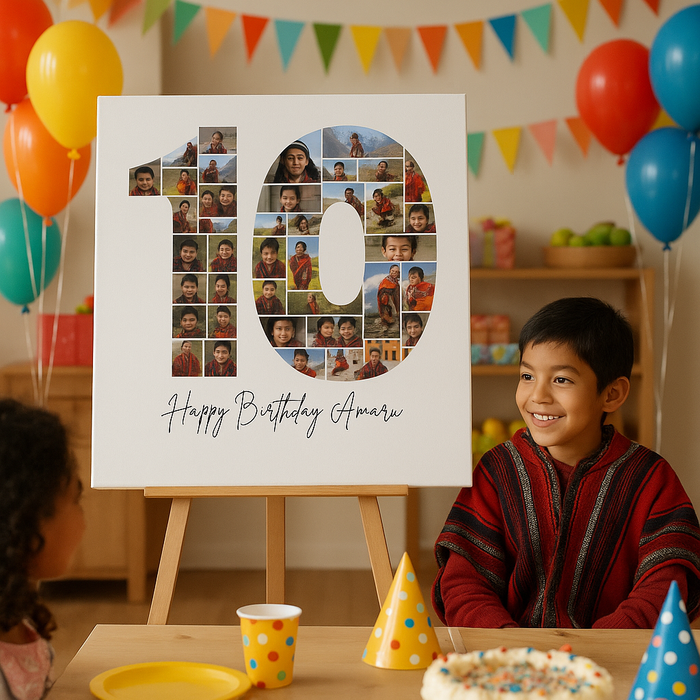10th Birthday Milestone Photo Collage Template – Customizable Canva Design