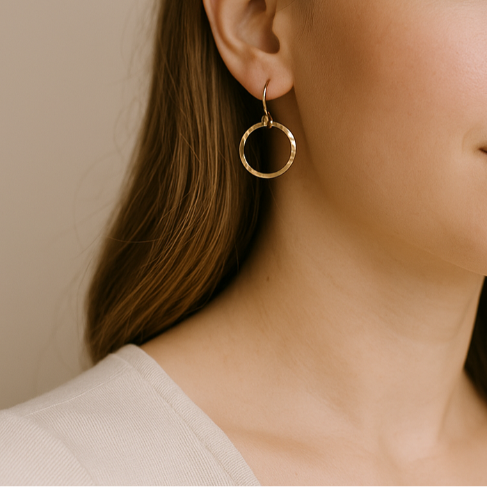 Hammered Hoop Earrings – 16mm Gold Filled or Sterling Silver