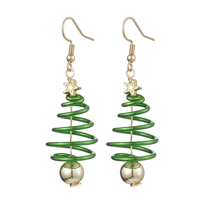 Spiral Christmas Tree Earrings – Holiday Enamel Earrings in Red or Green