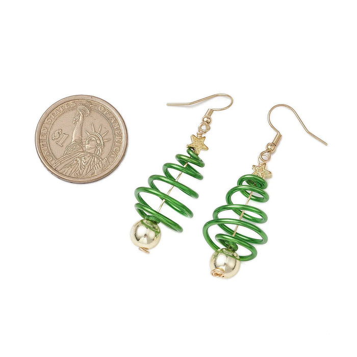 Spiral Christmas Tree Earrings – Holiday Enamel Earrings in Red or Green