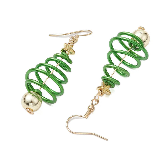 Spiral Christmas Tree Earrings – Holiday Enamel Earrings in Red or Green