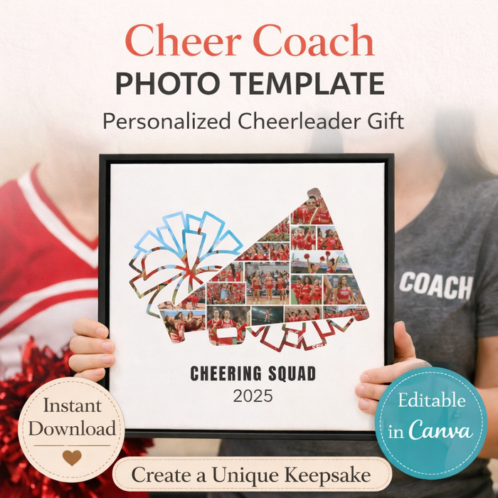 Cheerleading Squad Photo Collage Template – Customizable Canva Design
