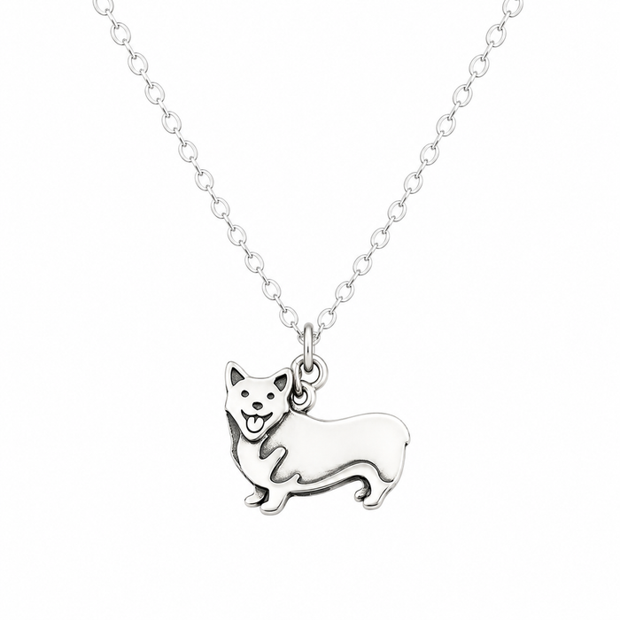 Corgi Dog Charm Necklace - Sterling Silver Jewelry