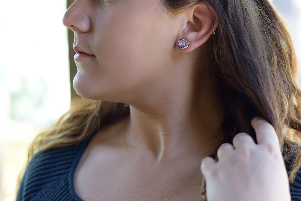 Claire Crystal Halo Stud Earrings