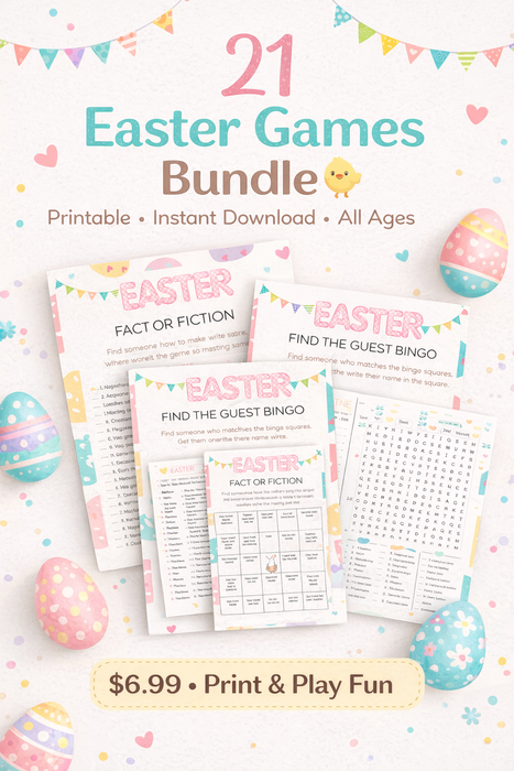 Easter Game Bundle (21 Games) – Printable Party Pack for Kids & Adults | Instant Download