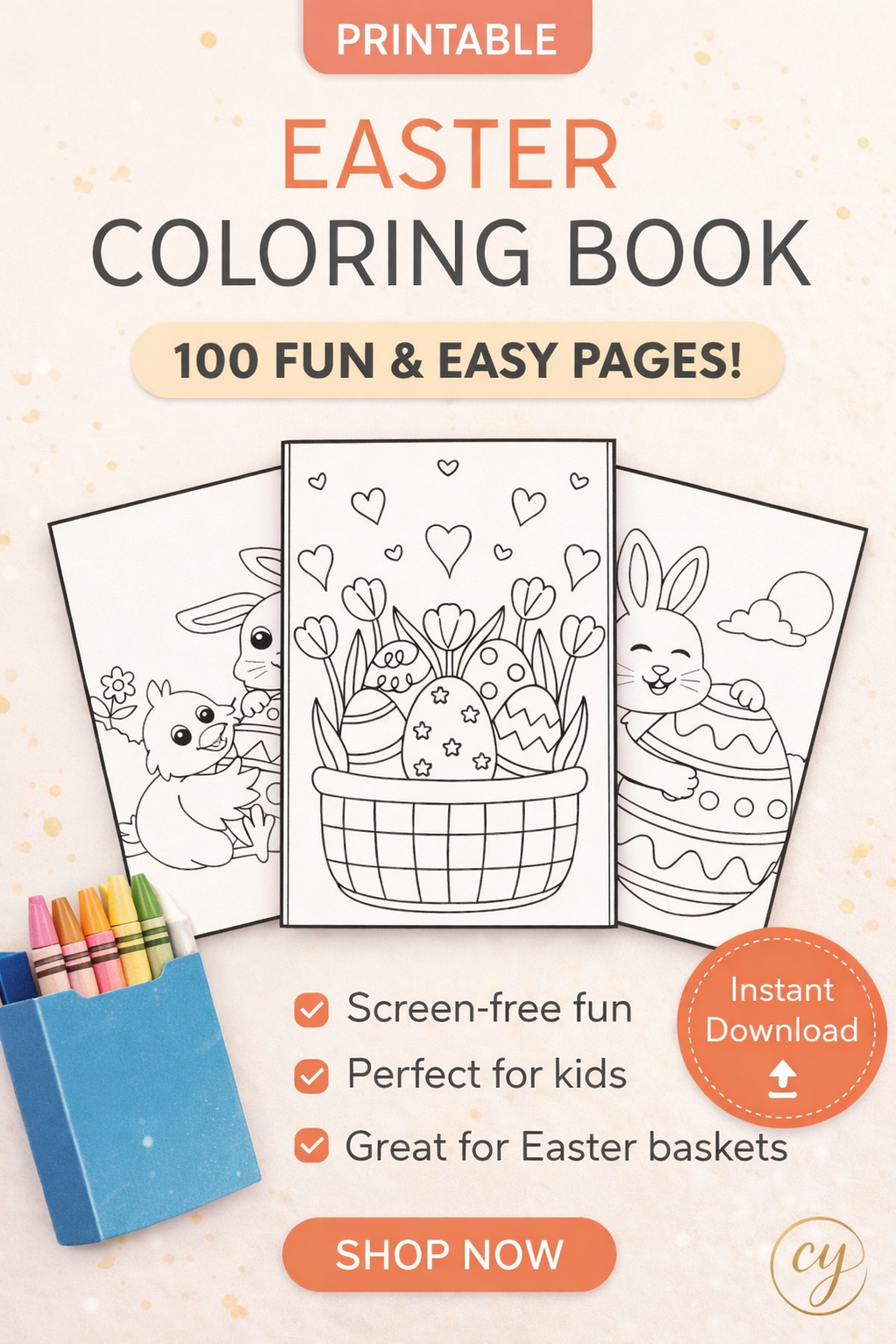 100 Easter Coloring Pages for Kids – Instant Download PDF — CYDesignStudio