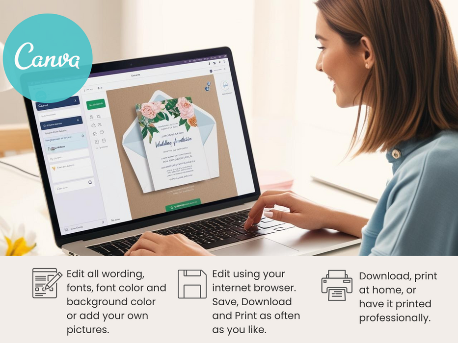 Minimalist Wedding Invitation Template | Editable in Canva | Instant Download | Modern Printable Invite | 5x7 Wedding Invitation